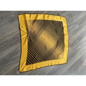 Vintage Scarf Wrap Square Geometric 31” Yellow Retro Career Multi-functional